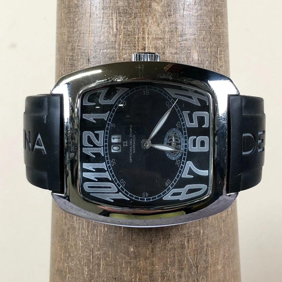 Мужские спортивные черные резиновые кварцевые аналоговые часы Officina Del Tempo Marrakech 42 мм - Изображение 2 из 4