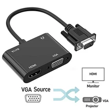VGA to HDMI Adapter Converter Audio Supports Dual Monitor Display USB Powered