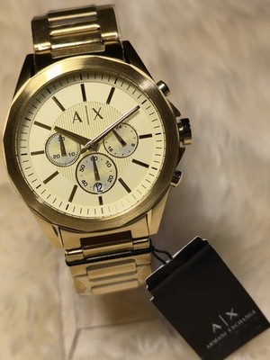 Armani Exchange AX2602 44mm Chronograph Gold Tone Stainless Steel New Box
