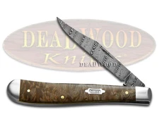 Case xx Slimline Trapper Damascus Steel Natural Maple Burl 15096 Pocket Knife