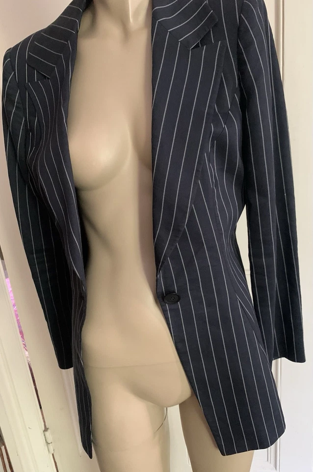 Vintage 1990s Giorgio Armani Striped Linen Jacket Blazer IT44 UK12 - Image 2 of 4