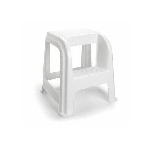 Taburete de plástico con escalón, silla escalera práctica dos escalones