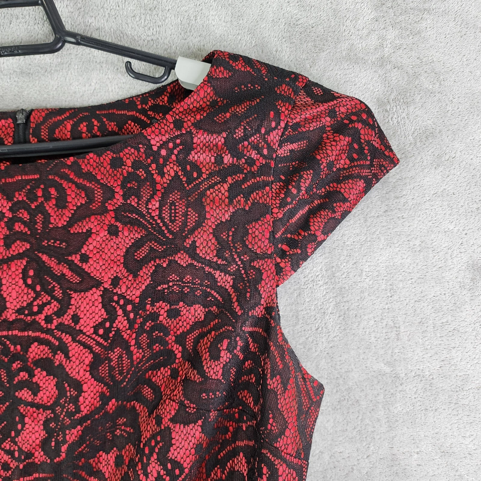 Mini abito donna Alyx rosso e nero pizzo sovrapposto maniche corte con cintura taglia 12