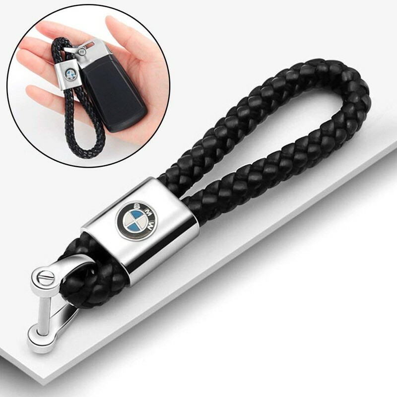 Porte-clés BMW – Cuir Tressé Noir – Neuf Sous Blister