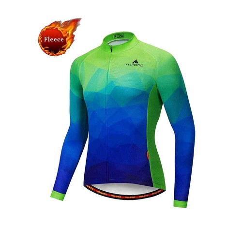 Miloto Men's Winter Cycling Jersey Fleece Thermal Cycling Shirt Top Long Sleeve - Picture 62 of 67