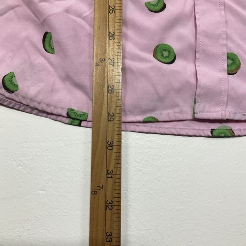 Sovereign Code Mens Size L Pink Green Kiwi Print Short Sleeve Button Up Shirt - Picture 6 of 15