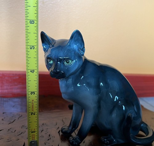 MCM SHAFFORD RUSSISCHE BLAUE KATZE FIGUR MCMLXVII 1970er SELTEN DUNKLE TÜRKISFARBEN VINTAGE - Bild 8 von 10