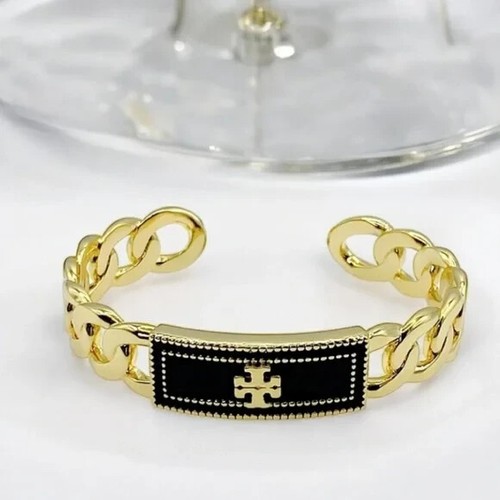 TORY BURCH Black Milgrain Logo Cuff Bracelet. Retail $148 - Picture 3 of 6