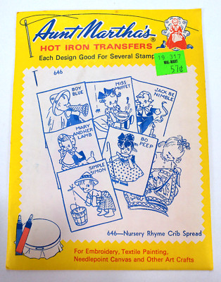Aunt Marthas Hot Iron Transfer ~ 646 ~ Nursery Rhyme Crib Spread ~ Made in USA