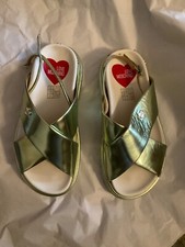 NEW Love Moschino Green Heart Embellished Crossover Strap Platform - 6-6.5