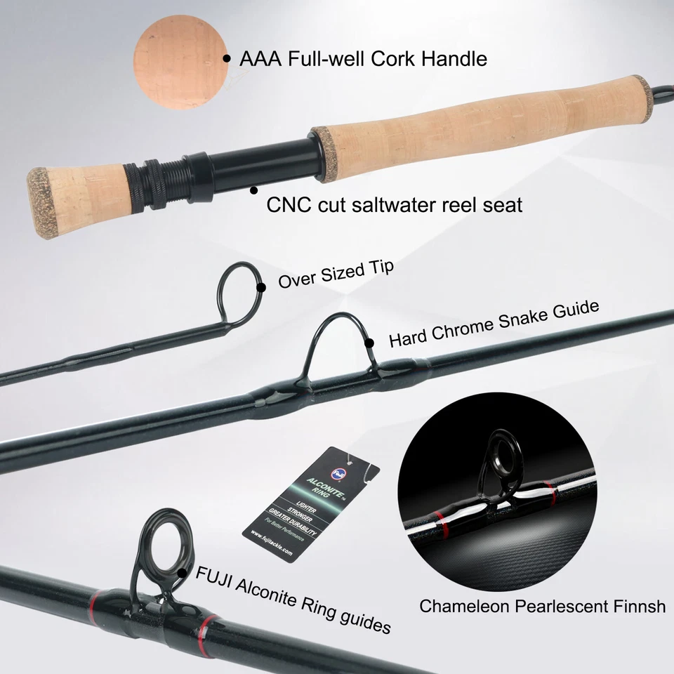 Maxcatch Saltpro Saltwater Fly Fishing Rod 9ft 7-12wt Graphite IM10 Fast Action - Image 4 of 4