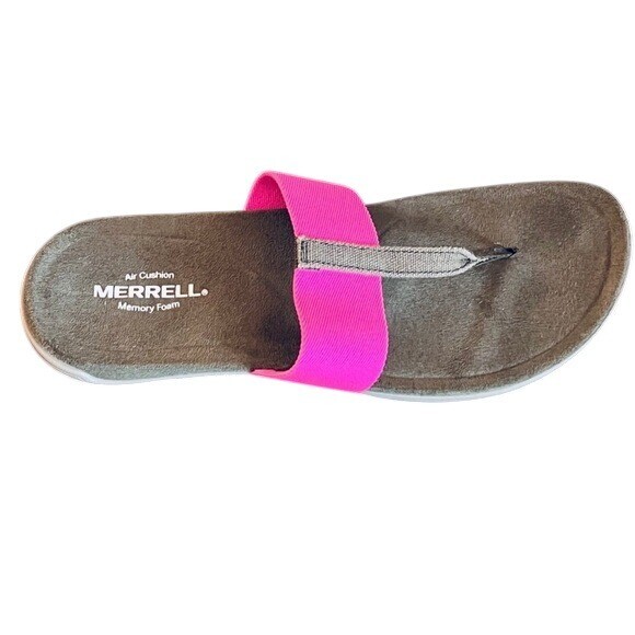 Sandali slip on Merrell memory foam con cinturino elastico rosa + trazione impugnatura selezionata