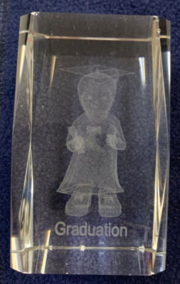 3-D Etched Graduation Boy in Cap and Gown 3 1/8 x 1 7/8 in