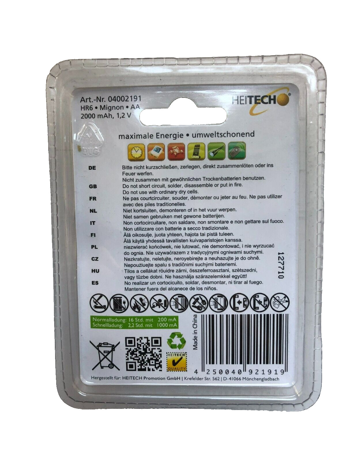 Thumbnail - 4 X Akkus Aa 2000 Mah Mignon Heitech Power F. Telefone Siemens Gigaset