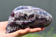 2.31LB Natural Dreamy Amethyst Alien Skull Carved Quarzt Crystal Skull Reiki