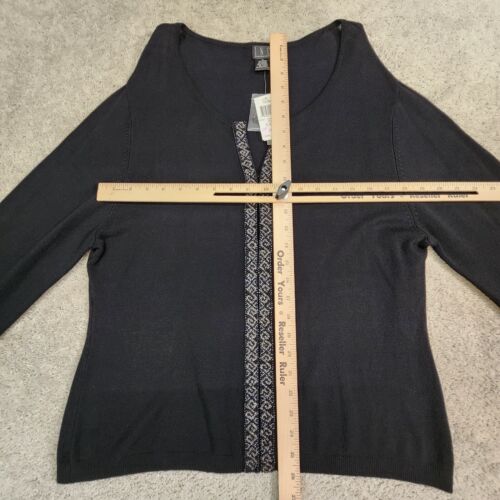 INC long Sleeve Hook & Eye Embellished Top Black XLarge NEW - Picture 2 of 10