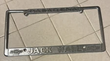 Jack Wall Chevrolet Pasadena Dealer License Frame Camaro Nova Vette SS396 Impala