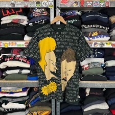 VINTAGE 1993 BEAVIS AND BUTTHEAD MTV ALL OVER PRINT T-SHIRT STANLEY DESANTIS L