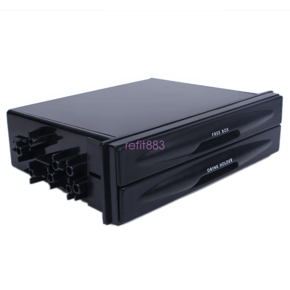 Black Car Autos Double Din Dash Radio Installation Pocket Cup Holder Storage Box Foto 4 de 4