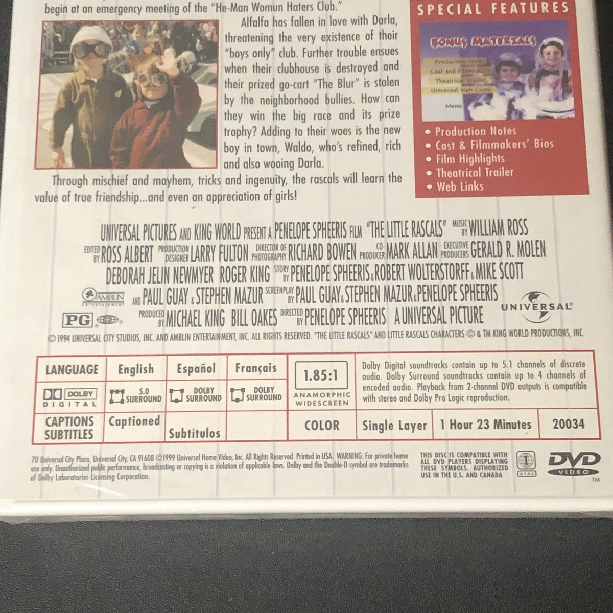 NEW/SEALED The Little Rascals (DVD, 1994) Universal Studios