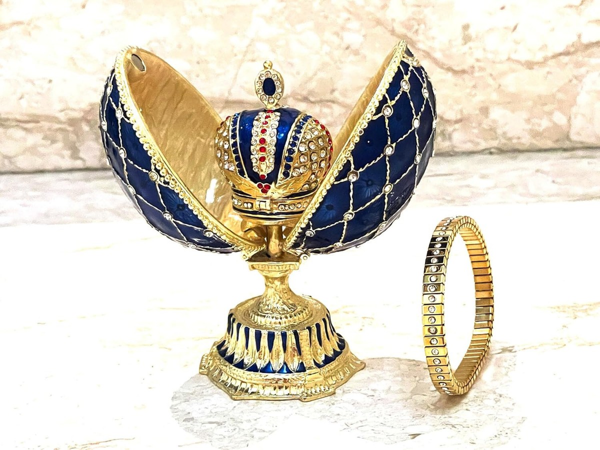 Imperial Collection Faberge Eggs Royal Easter Egg Trinket 24k GOLD