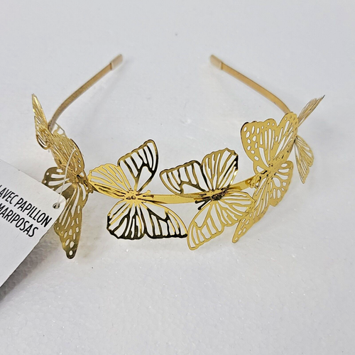 Gold Metal BUTTERFLY HEADBAND Hair Accessory Costume Party NEW