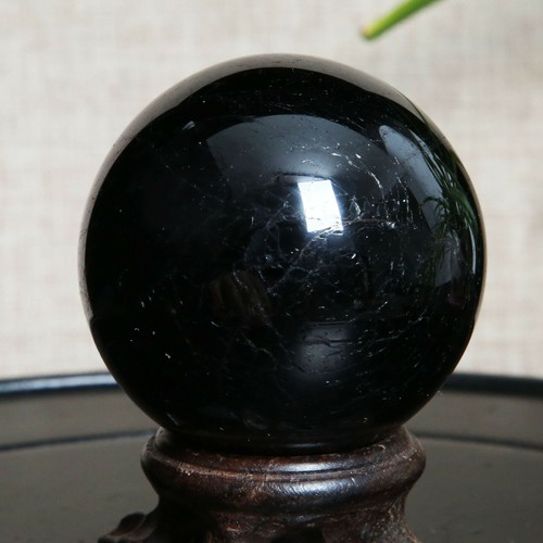 B1383-279g Natural Black Tourmaline Crystal Sphere Round Crystal Ball Healing - Picture 8 of 12