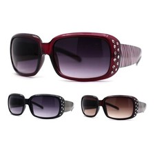 Womens Luxury Rhinestone Rectangle Diva Plastic Sunglasses