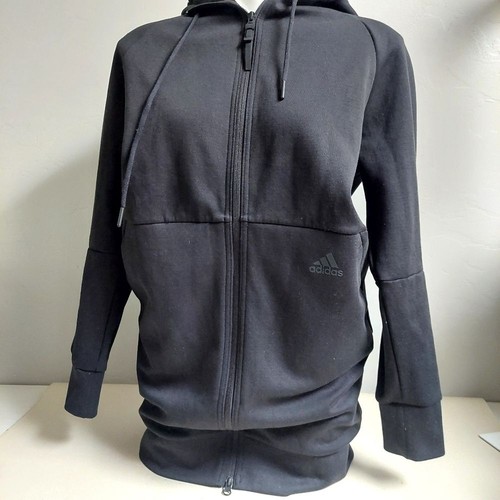 Adidas Black Hoodie Jacket Off Pitched Long Full Zip Women XS Activewear Sporty