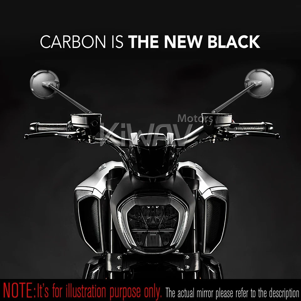 Espejos redondos MAMBA negro mate carbono se adapta a 8 mm para scooters Vespa Kymco TGB Foto 4 de 4