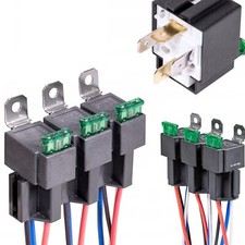 12V Fuse Relay Switch Harness Set - 30A ATO/ATC Blade Fuse 4-Pin SPST Automotive