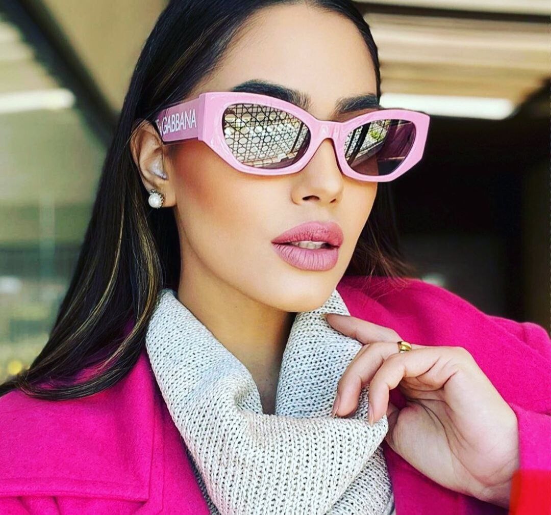 D&G Women Sunglasses Light Pink Mirror Silver Cat Eye DG6186  display picture 2