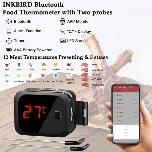 Digital Grillthermometer Bluetooth Sonden BBQ Fleisch Küche Barbecue APP IBT-2X - Bild 17 von 17