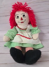 Vtg Homemade Sewn 18" Raggedy Annie Ann Cloth Rag Doll Stuffed Plush