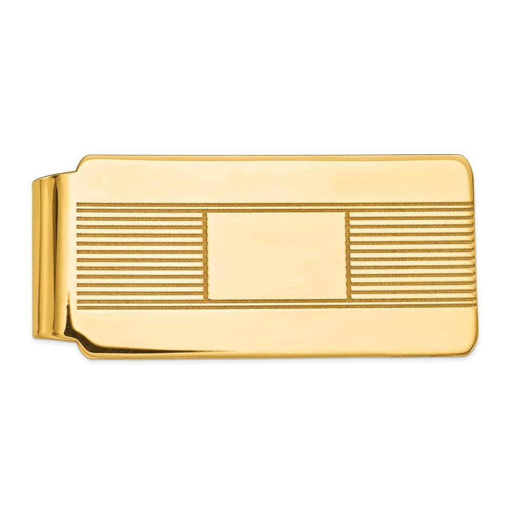 14K Yellow Gold Mens Engravable Money Clip