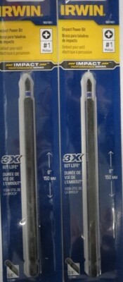 Irwin 1837451 #1 Phillips 6'' Impact Power Bit 2 packs