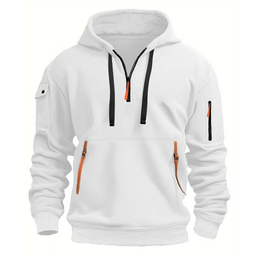 Men's Hooded Hoodie Zipper Multi-Pocket Pullover Jacket Sports Casual Sweatshirt - Picture 14 of 32