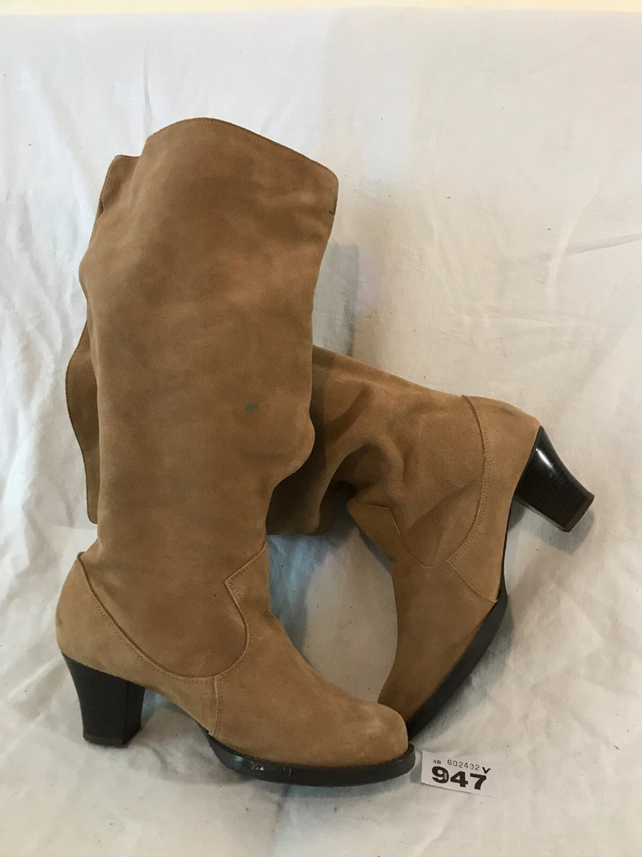 Light brown suede top knee high boots