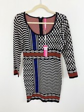 NEW Plenty by Tracy Reese Felicity Sweater Dress Size Small PETITE Tribal Grid