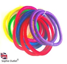 12x Multi-Coloured Thick Hair Bands for Kids, School & Sports - No Damage