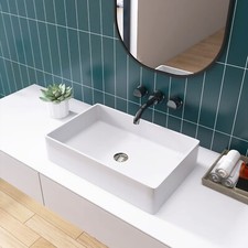 MEDUNJESS 22" Rectangular Soild Surface Vessel Bathroom Sink