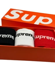 Supreme socks 3 pack white black red with box