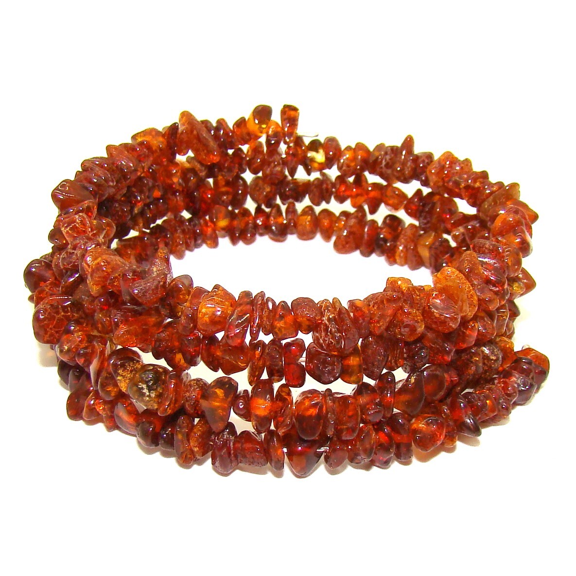 Bracelet ambre cognac 4 tours style accordéon pour sublimer vos tenues bohèmes