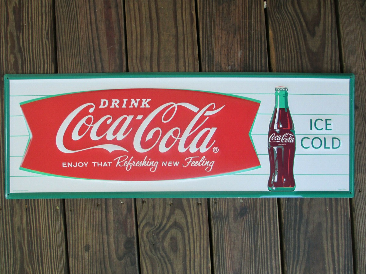 Coca-Cola Enjoy!看板、サインプレート 5枚セット Coca-Cola Steel Retro Advertising Sign Arciform Fishtail
