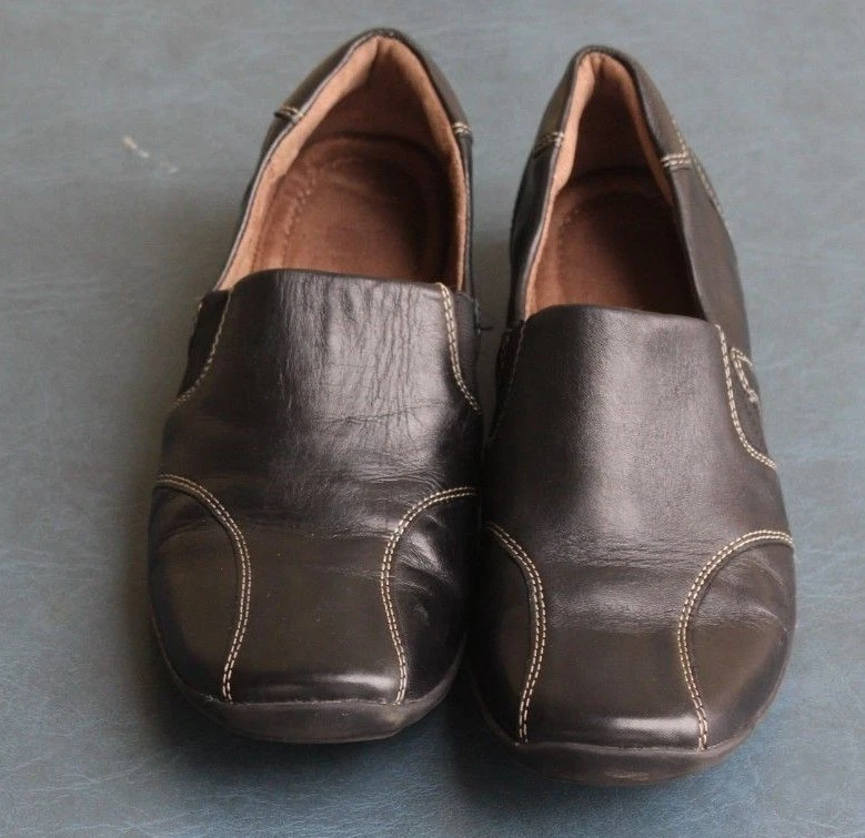 Natural Soul by Naturalizer FRINGE Black Leather Loafers Womens