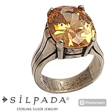 Retired Silpada 925 Sterling Silver Champagne Cubic Zirconia Ring Size6.5