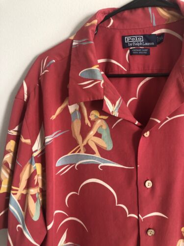 Polo Ralph Lauren Vintage Camp Shirt Surfing Surf Shirt XL - Picture 2 of 4
