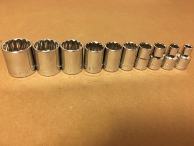 Craftsman Socket Set 3/8'' Drive 10 Piece 12 Pt Point SAE Inch Chrome 1/4- 13/16