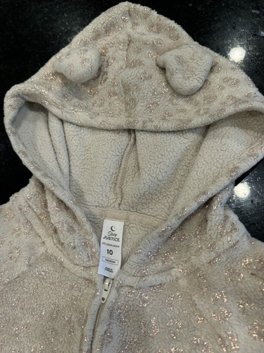 Justice Kids Long Pj Large with Hood Cream And Bronze Spots Ears On Hood - Picture 7 of 9