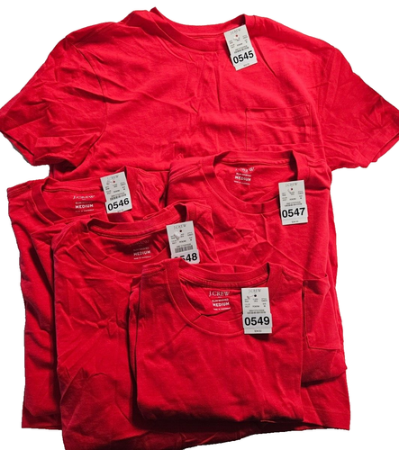 5 J.Crew Herren Rundhals Kurzarm T-Shirt Rot M Neu mit Etikett